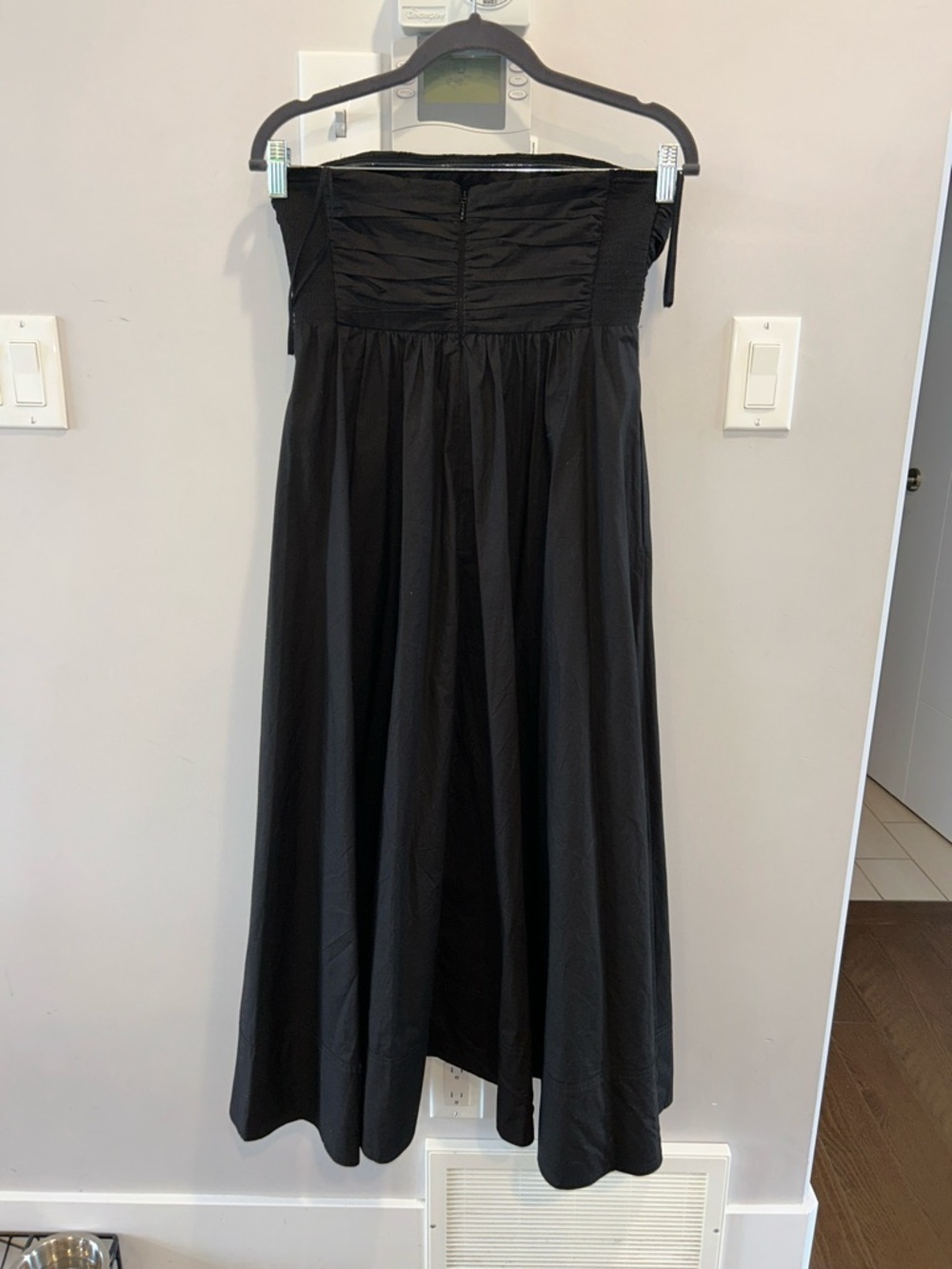 A.L.C Strapless Ruched Bodice Tate Poplin Dress Black - Picture 5 of 10